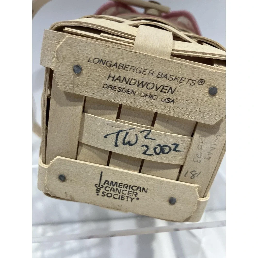 Longaberger Horizon of Hope Basket American Cancer Society Pink 2002 Complete
